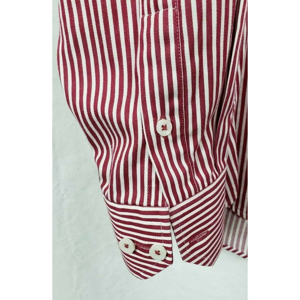 Dressmann.com Mens Button Down Shirt Long Sleeves Sz 43/44 XL Red/White Stripe - Picture 2 of 10